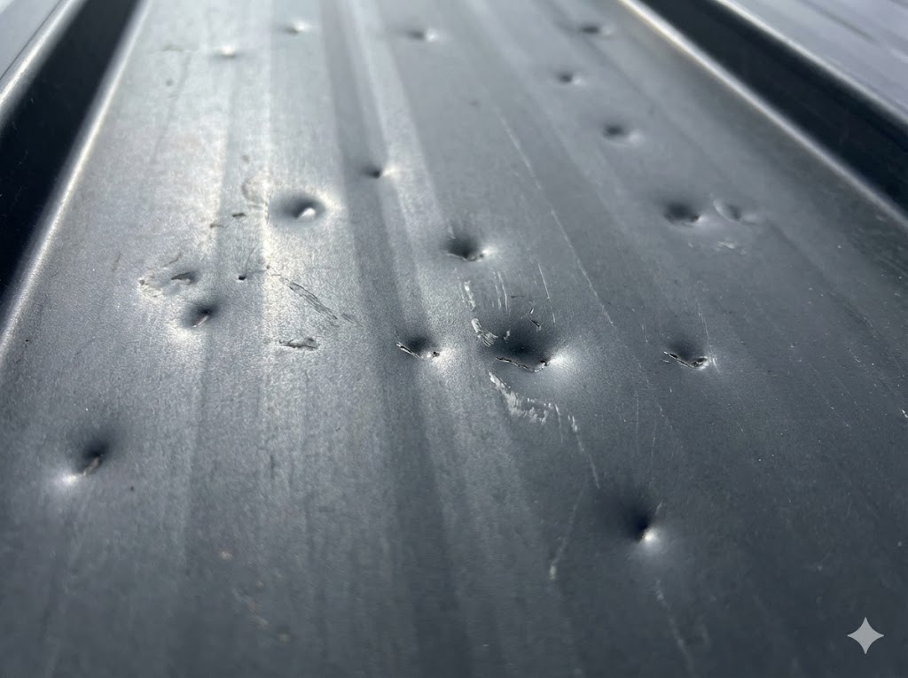 金属屋根の雹痕